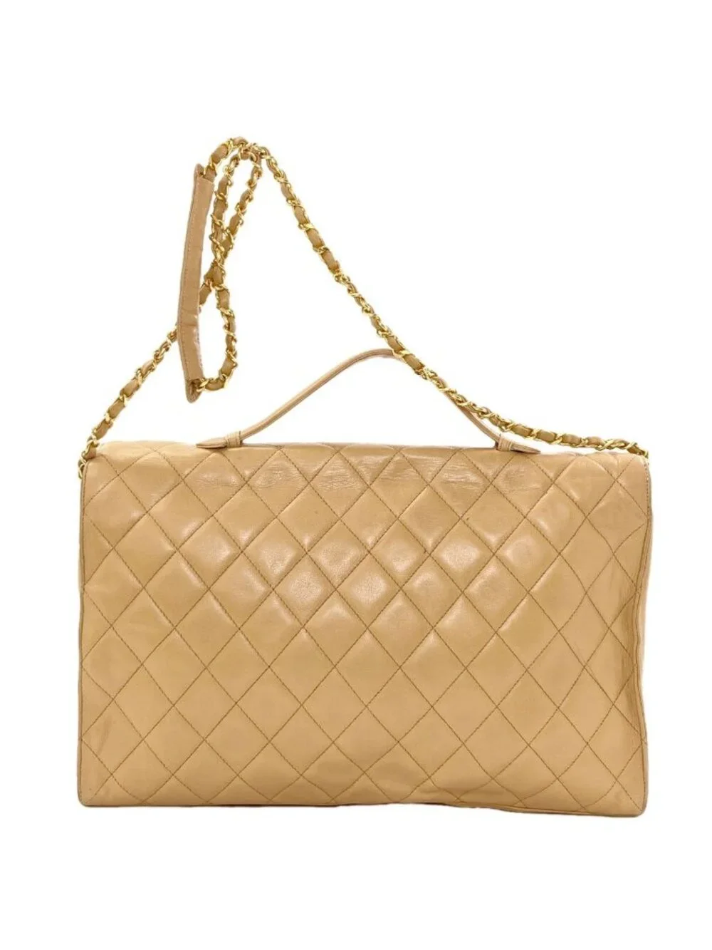 Chanel Quilted CC Logo Chain Gold 2-Way Handbag Lambskin